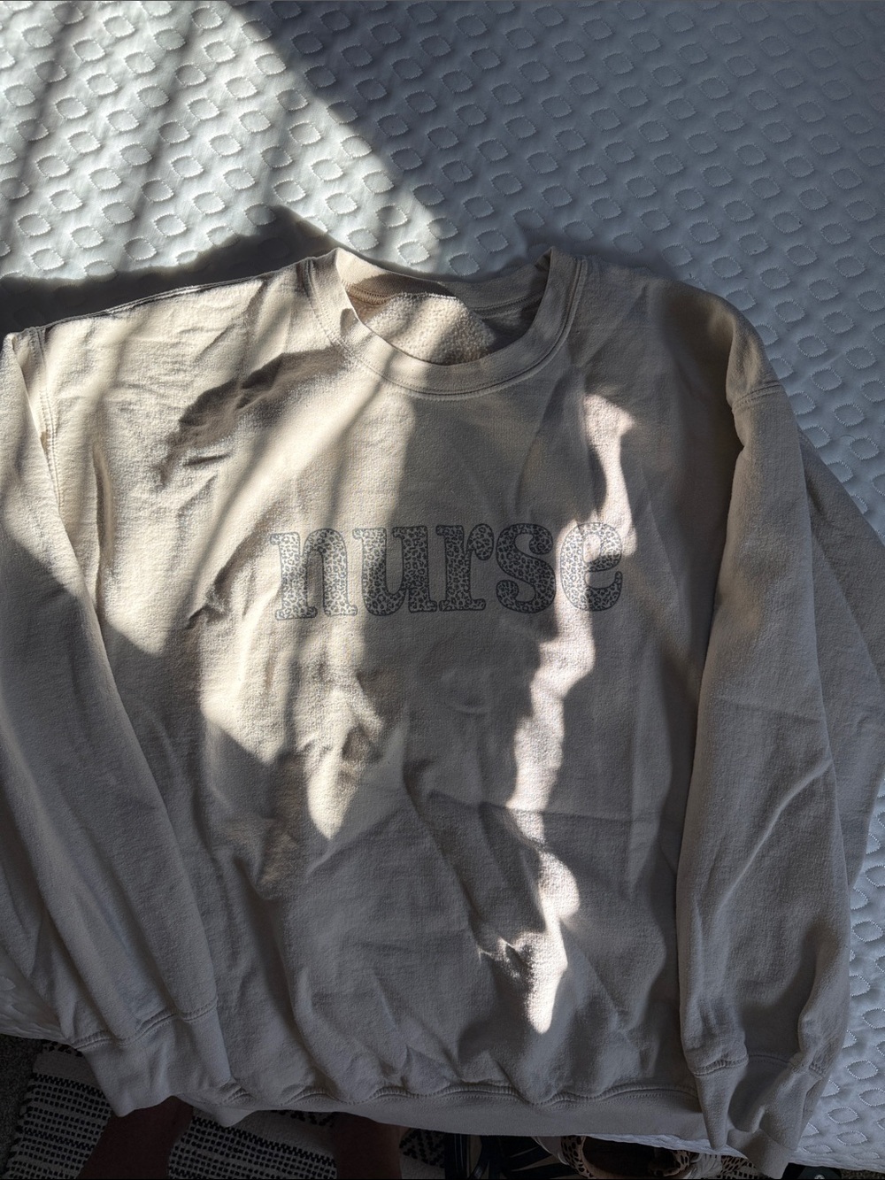 Nurse Graphic Crewneck Sweatshirt - Beige